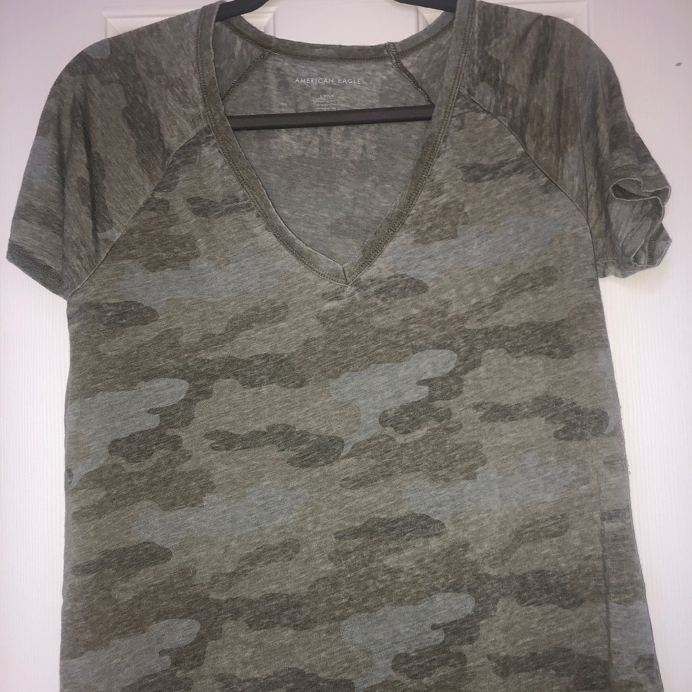 American Eagle Camo V-Neck Top